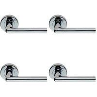 Loops 4x PAIR Rounded Straight Bar Handle Concealed Fix Round Rose Polished Chrome