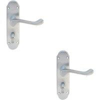 Loops 2x PAIR Victorian Upturned Handle on Bahtroom Backplate 170 x 42mm Satin Chrome