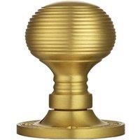 Loops PAIR Round Textured Mortice Door Knob 52mm Dia Satin Brass Beehive Knob in Metallics