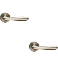 Loops 2x PAIR Smooth Rounded Bar Handle on Slim Round Rose Concealed Fix Satin Steel in Metallics