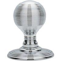 Loops PAIR Round Textured Mortice Door Knob 50mm Diameter Chrome Beehive Handle