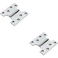 Loops 2x PAIR 102 x 102 x 4mm Parliament Door Hinge 180 Degree Opening Chrome