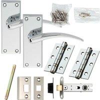 Loops Door Handle & Latch Pack Chrome Arched Lever on Square Backplate 150 x 43mm