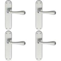 Loops 4x PAIR Smooth Round Bar Handle on Latch Backplate 185 x 40mm Satin Chrome
