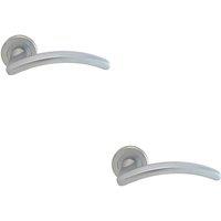 Loops 2x PAIR Oval Shape Arched Bar Handle on Round Rose Concealed Fix Satin Chrome