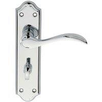 Loops PAIR Curved Door Handle Lever on Bathroom Backplate 180 x 45mm Polished Chrome