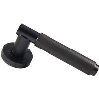 Loops PAIR Knurled Grip Round Bar Handle on Round Rose Concealed Fix Matt Black