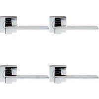 Loops 4x PAIR Flat Squared Bar Handle on Square Rose Concealed Fix Polished Chrome