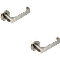 Loops 2x PAIR Straight Bold Faced Safety Handle Concealed Fix Round Rose Satin Steel in Metallics