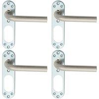 Loops 4x PAIR Straight Lever on Steel Inner Backplate 168mm Door Handle Satin Steel in Metallics