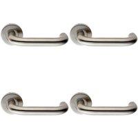 Loops 4x PAIR 19mm Round Bar Safety Lever on Slim Round Rose Concealed Fix Satin Steel in Metallics