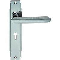 Loops PAIR Line Detailed Handle on Lock Backplate 205 x 45mm Polished Chrome