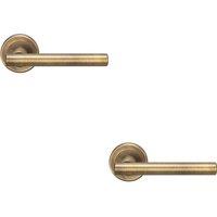 Loops 2x PAIR Straight T Bar Handle on Round Rose Concealed Fix Antique Brass in Metallics