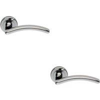 Loops 2x PAIR Oval Shape Arched Bar Lever on Round Rose Concealed Fix Polished Chrome