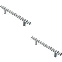 Loops 2x 25mm Straight T Bar Pull Handle 300mm Fixing Centres Satin Stainless Steel in Metallics