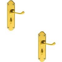 Loops 2x PAIR Victorian Scroll Handle on Bathroom Backplate 205 x 49mm Polished Brass in Metallics