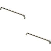 Loops 2x Round D Bar Pull Handle 630 x 30mm 600mm Fixing Centres Satin Steel in Metallics