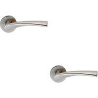 Loops 2x PAIR Twisted Angular Design Handle on Round Rose Concealed Fix Satin Steel in Metallics