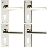 Loops 4x Round Bar Section Lever on Euro Lock Backplate 150 x 50mm Dual Nickel in Metallics