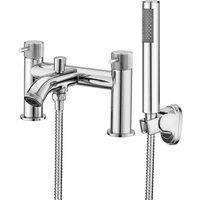 BATHWEST Bath Taps with Shower Round Bathroom Sink Tap with Shower in Metallic Silver
