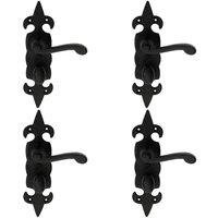Loops 4x PAIR Forged Scroll Handle on Bathroom Backplate 206 x 57mm Black Antique