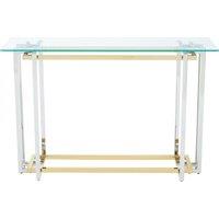 Orsina Glass Top Console Table, Gold & Silver Luxury Console Table, Modern Style Console Table with Glass Top