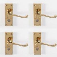 Loops 4x PAIR Victorian Scroll Handle on Bathroom Backplate 120 x 41mm Polished Brass in Metallics