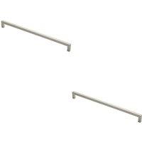 Loops 2x Square Mitred Door Pull Handle 619 x 19mm 600mm Fixing Centres Satin Steel in Metallics