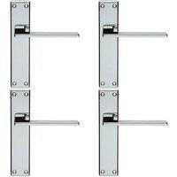 Loops 4x Flat Straight Lever on Latch Backplate Door Handle 180 x 40mm Polished Chrome