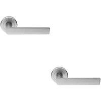 Loops 2x PAIR Flat Rectangular Bar Handle on Round Rose Concealed Fix Satin Chrome