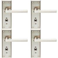 Loops 4x PAIR Rounded Lever on Bathroom Backplate Handle 150 x 50mm Satin Nickel in Metallics