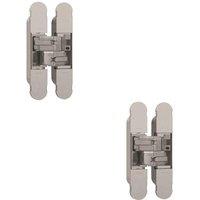 Loops 2x 134 x 24mm Concealed Medium Duty Hinge Fits Unrebated Doors Nickel Plated in Metallics