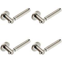 Loops 4x PAIR Sectional Round Bar Lever Concealed Fix Round Rose Polished Satin Steel in Metallics