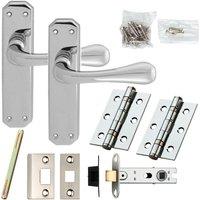 Loops Door Handle & Latch Pack Chrome Heavy Duty Prism Lever Backplate 180 x 40mm