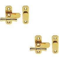 Loops 2x Window T Handle Fastener 57 x 19mm Polished Brass Cabinet Door Lock in Metallics