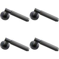 Loops 4x PAIR Knurled Grip Round Bar Handle on Round Rose Concealed Fix Matt Bronze