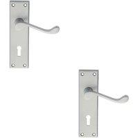 Loops 2x PAIR Victorian Scroll Handle on Lock Backplate 150 x 43mm Satin Chrome