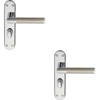 Loops 2x Round Bar Lever on Bathroom Backplate Door Handle 180 x 40mm Chrome & Nickel in Metallics