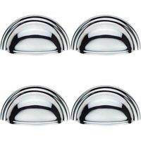 Loops 4x Victorian Cup Pull Handle Polished Chrome 92 x 46mm 76mm Fixing Centres
