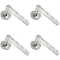 Loops 4x PAIR Straight Rounded Handle on Round Rose Concealed Fix Satin Nickel in Metallics