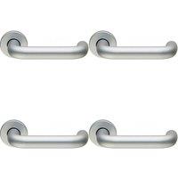 Loops 4x PAIR 19mm Round Bar Safety Lever on Round Rose Concealed Fix Satin Aluminium