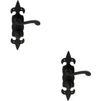 Loops 2x PAIR Forged Scroll Handle on Bathroom Backplate 206 x 57mm Black Antique