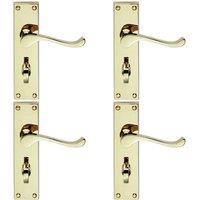 Loops 4x PAIR Victorian Scroll Handle on Bathroom Backplate 155 x 41mm Polished Brass in Metallics