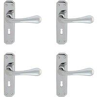 Loops 4x PAIR Heavy Duty Handle on Angular Lock Backplate 180 x 40mm Polished Chrome