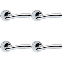 Loops 4x PAIR Curved Flowing Flared Handle Concealed Fix Round Rose Polished Chrome