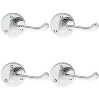 Loops 4x PAIR Victorian Scroll Lever on 58mm Round Rose Polished Chrome Door Handle