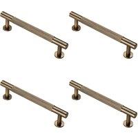 Loops 4x Knurled Bar Door Pull Handle 158 x 13mm 128mm Fixing Centres Antique Brass in Metallics