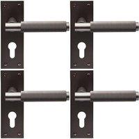 Loops 4x PAIR Knurled Round Handle on Slim Euro Lock Backplate 150 x 50mm Matt Bronze
