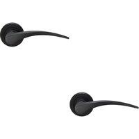 Loops 2x PAIR Arched Tapered Handle on Round Rose Concealed Fix Matt Black Finish