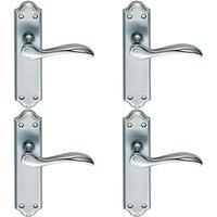 Loops 4x PAIR Curved Door Handle Lever on Latch Backplate 180 x 45mm Satin Chrome